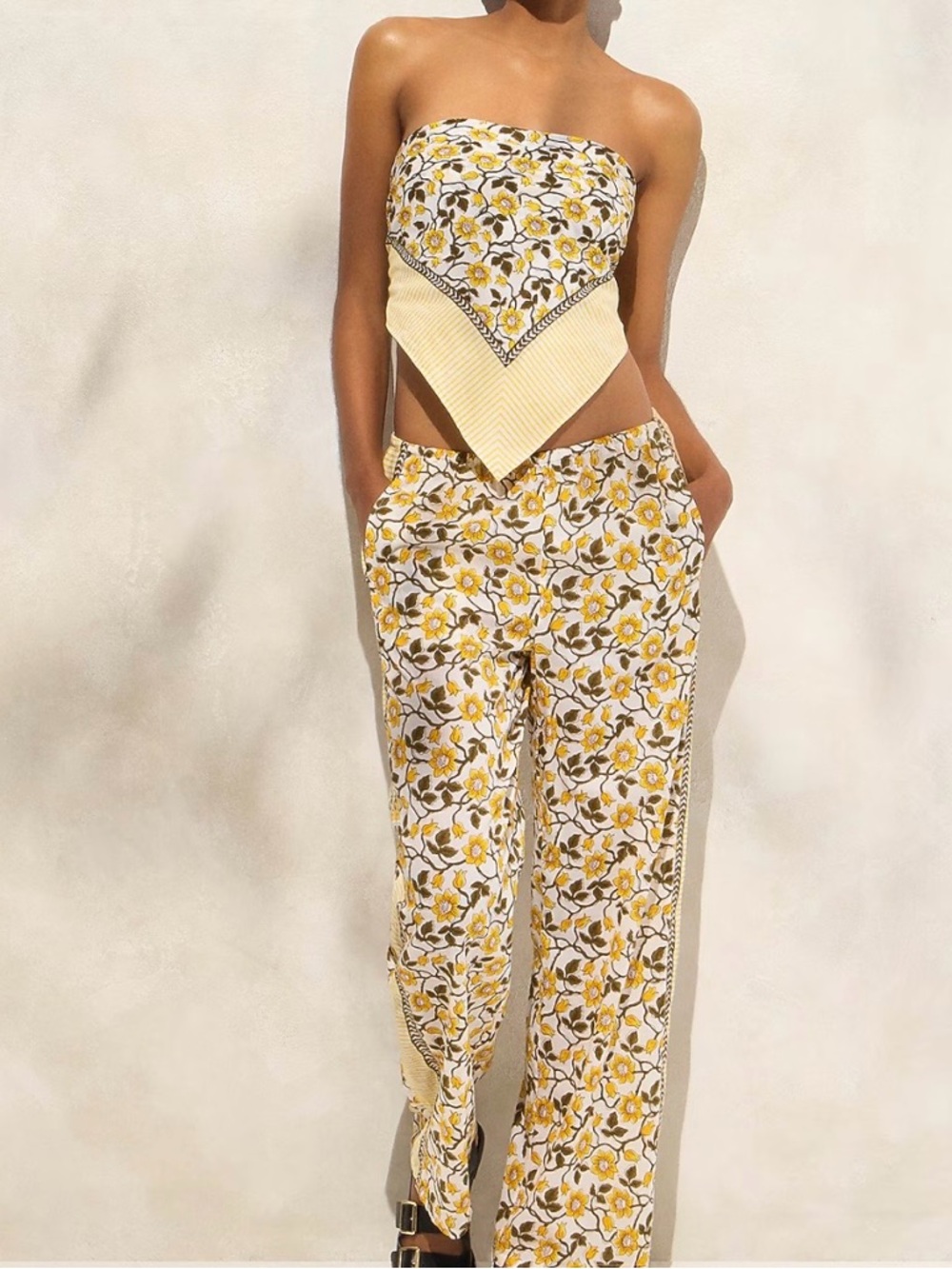 J. Crew Cotton voile bandana top in daffodil daze block print